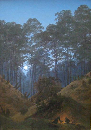 Caspar David Friedrich Waldinneres bei Mondschein oil painting image